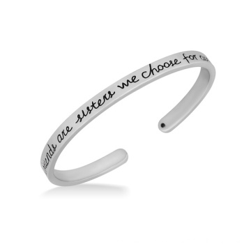 Sterling Silber Gravierte Buchstaben &quot;Girlfriends Are Sisters Wir wählen für uns&quot; Cuff Armband mit Hand Dark